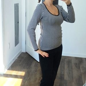 Black and white checkered sweater top